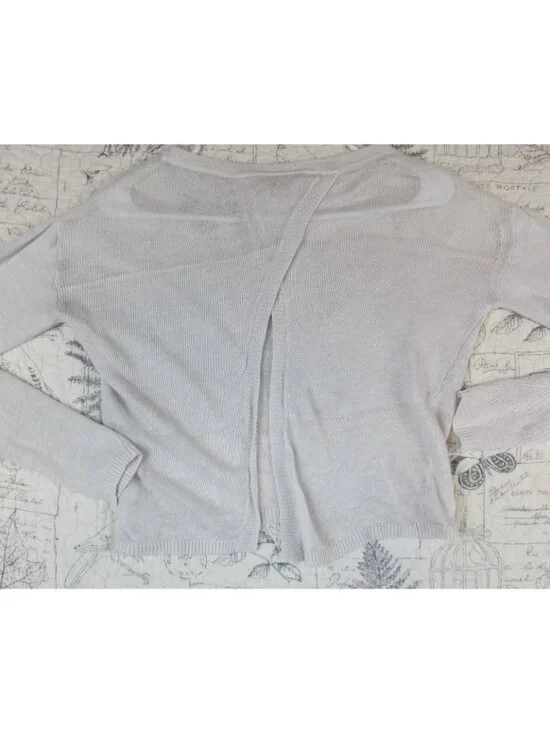 EUC Alice + Olivia gray long sleeve 100% line lightweight open back Sweater SZ S - Picture 2 of 5
